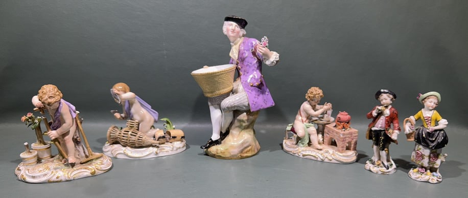 COLLECTIONS OF VARIOUS MEISSEN FIGURES: ALL HAVE CONDITION ISSUES ~ PLEASE SEE PHOTOS ~ 8" X 5"