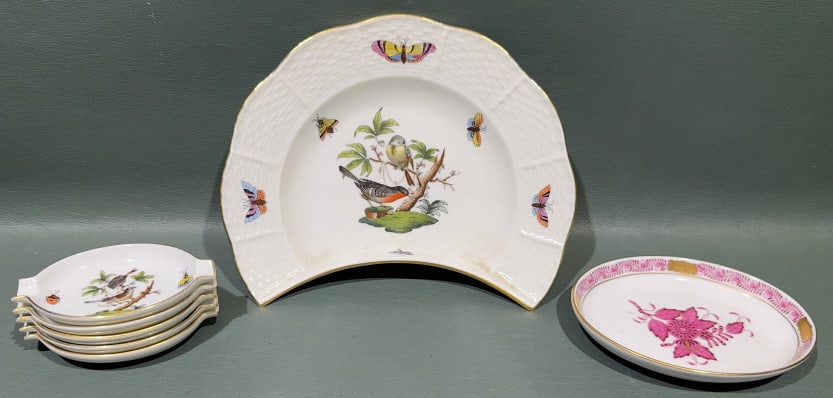 COLLECTION OF VARIOUS HEREND PORCELAIN DISHES: ~