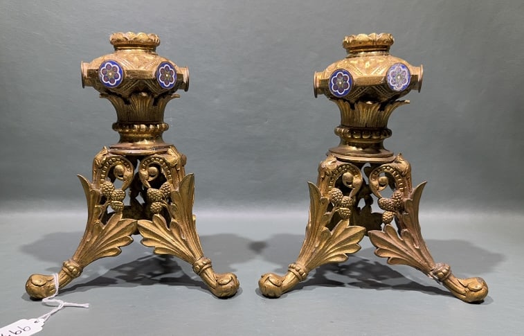 PAIR OF QUALITY BRONZE CANDLESTICKS: 9.5" X 7.5"