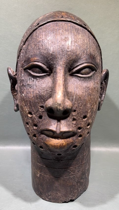 BENIN AFRICAN BRONZE TRIBAL EFE HEAD (1 of 5)