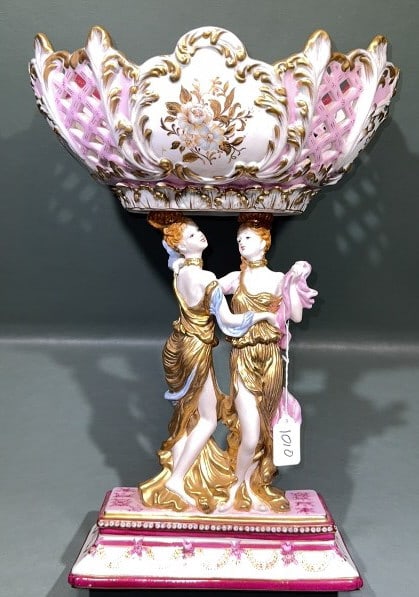 LG DRESDEN PORCELAIN FIGURAL CENTER BOWL (1 of 10)