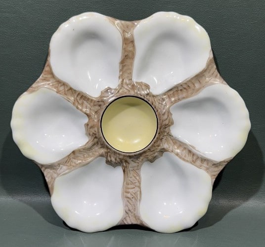 LIMOGES FRANCE HAND PAINTED OYSTER PLATE: 9"