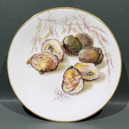 MINTON'S HAND PAINTED OYSTER DECORATED PLATE: 10"