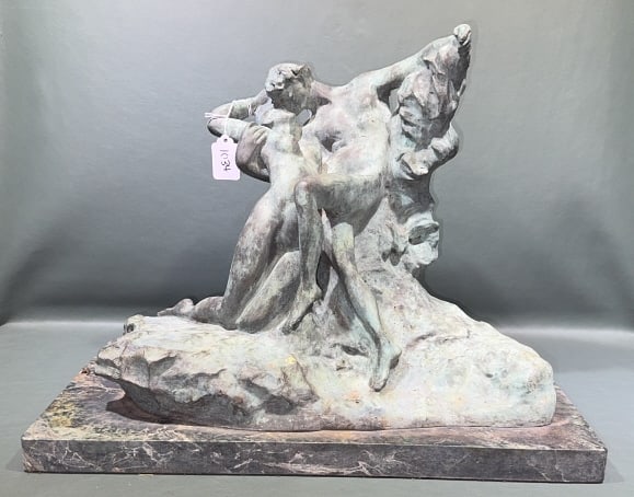 AUGUSTE RODIN BRONZE SCULPTURE "THE WALTZ": 16" X 20" X 10-1/2"