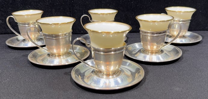SET OF 6 GORHAM DEMITASSE CUP & SAUCERS (1 of 3)