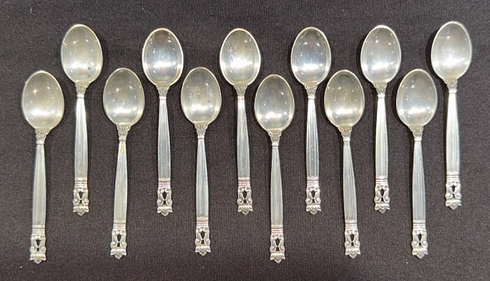 SET OF 12 GEORG JENSON "ACORN PATTERN" DEMITASSE (1 of 5)
