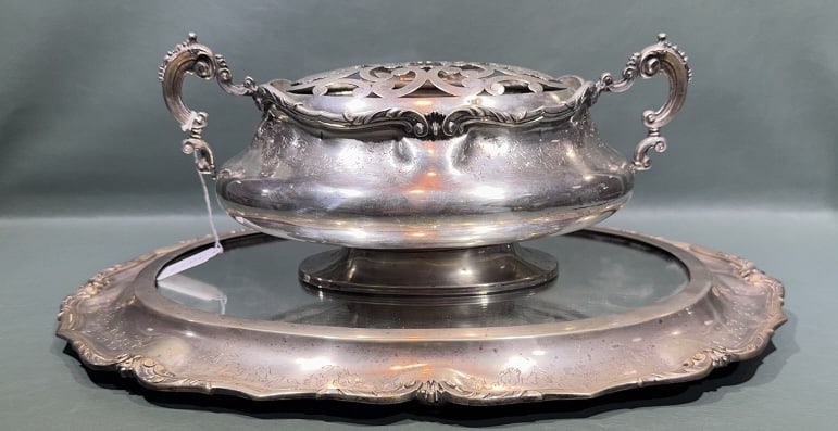 PORTUGESE 916 SILVER CENTERBOWL & TRAY (1 of 8)