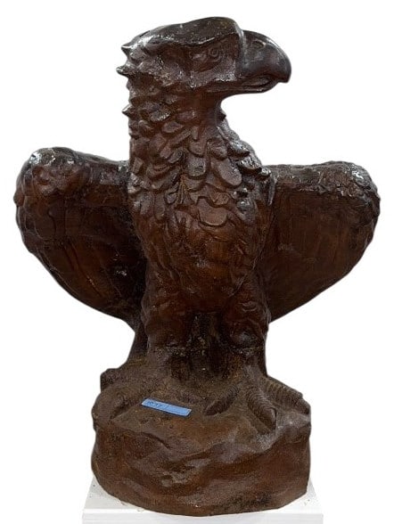 LG. ANTIQUE CAST IRON EAGLE W/ SPREAD WINGS: 30-1/2" X 25" X 24"