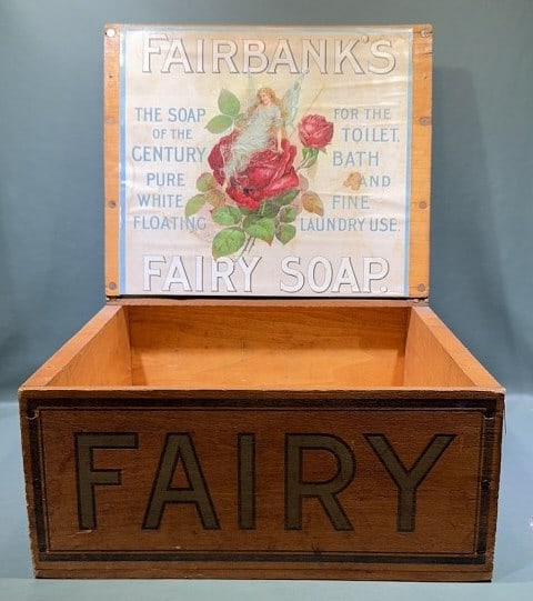 FAIRBANKS FAIRY SOAP ADVERTISING BOX: 16" X 17" X 8"