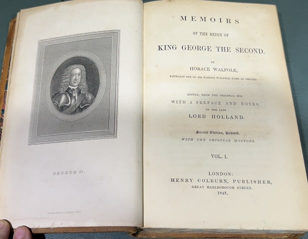 MEMOIRS OF THE REIGN OF KING GEORGE THE 2ND: BY HORACE WALPOLE 1847 3 VOLUMES