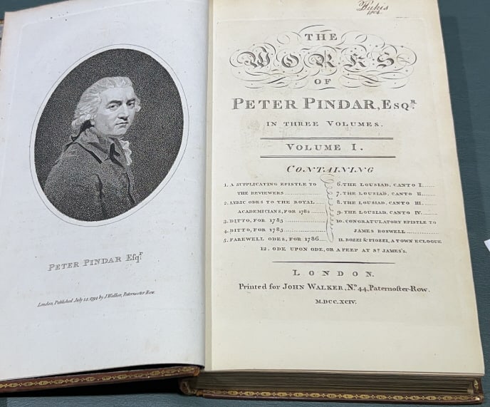 "THE BOOKS OF PETER PINDAR" 5 VOLUMES 1794: ~