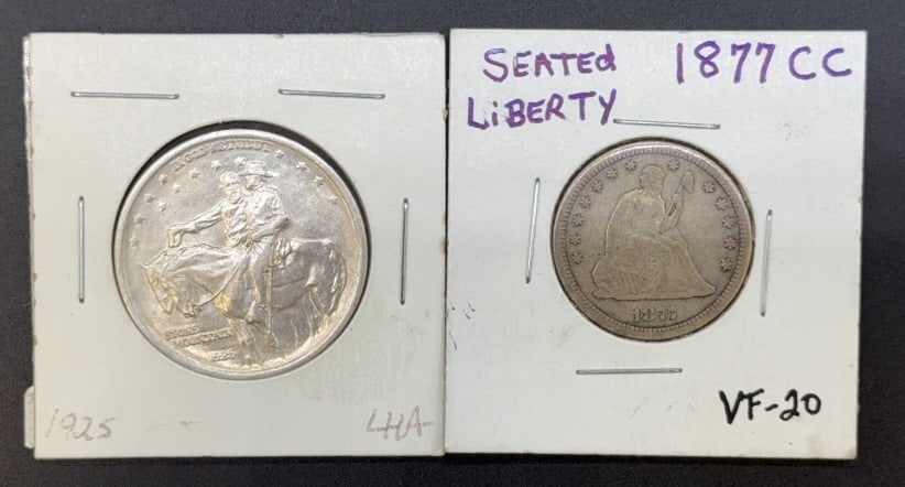 1877 CC SEATED LIBERTY QUARTER & STONE MOUNTAIN (1 of 2)