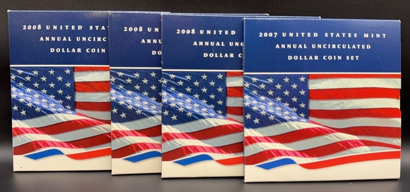 1-2007 & 3-2008 US MINT DOLLAR COIN SETS (1 of 2)