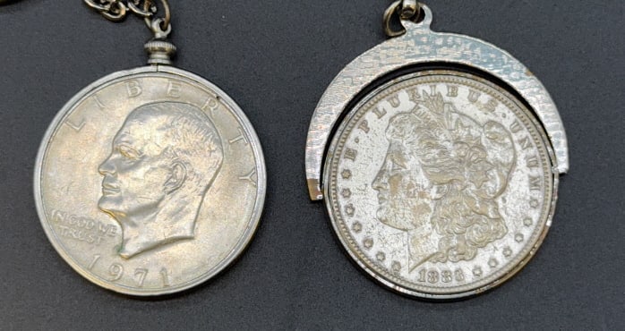1883 MORGAN SILVER DOLLAR KEY CHAIN & 1971 $1 (1 of 3)