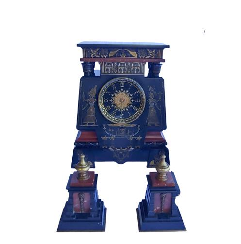 Very lge slate marble mantel clock garniture Egyptian (1 of 15)