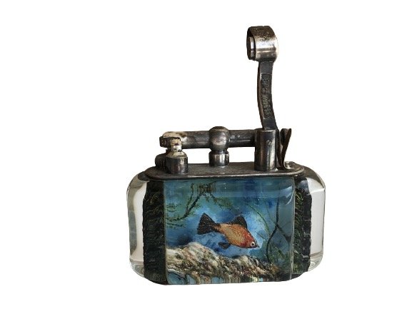 Vintage Dunhill Table Lighter Aquarium Fish
