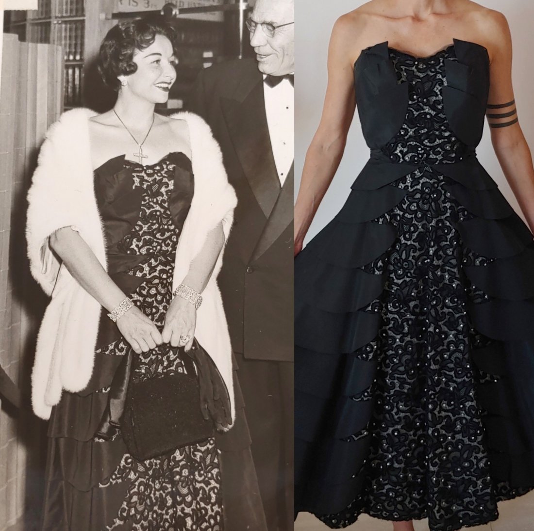 Couture gown worn by 40s actress Vera Ralston w/ pics!: This one of a kind gown is straight from the closet of 40s silver screen goddess, Vera Ralston, and her husband, Republic studio head, Herbert Yates. The Czech Olympic figure skater turned Hollywood l