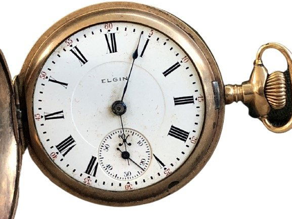 Elgin gold savonette hunting case pocket watch (1 of 5)