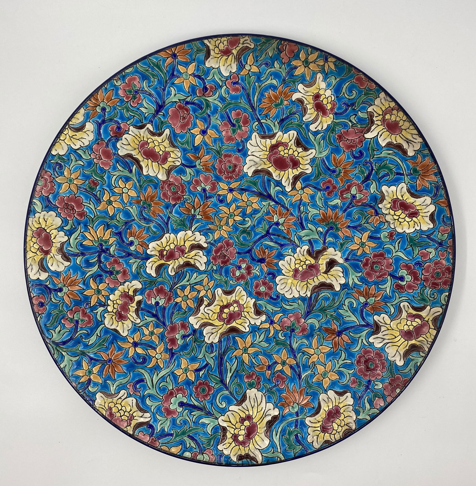 Large 12" Longwy floral charger / platter (1 of 9)