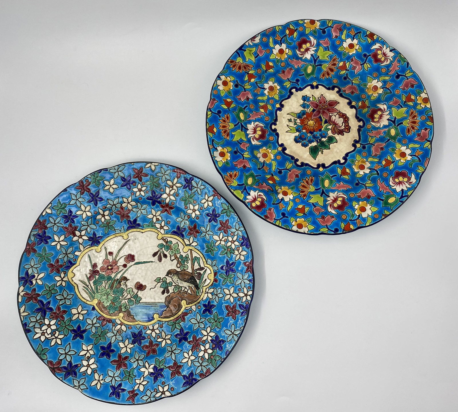 Set of two beautiful Longwy majolica plates (1 of 11)