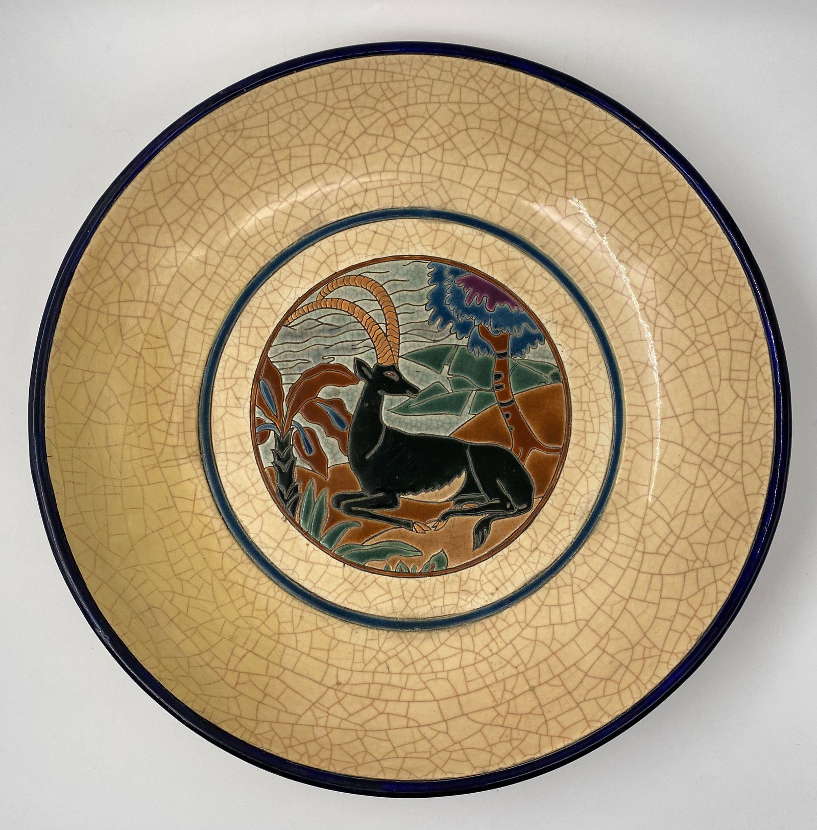 1920s Art Deco Longwy Antelope Salad Bowl (1 of 10)