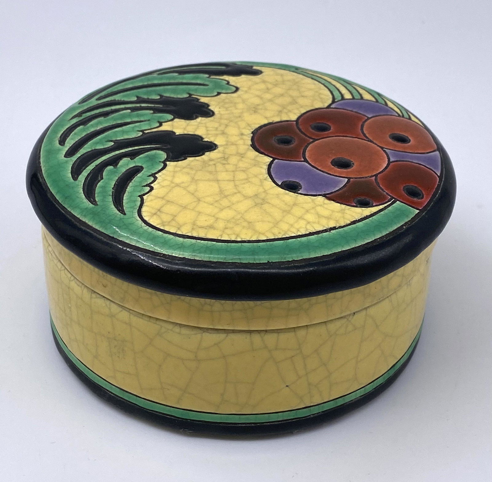 Longwy Round Lidded Art Deco Canister- Cherries #2 (1 of 6)