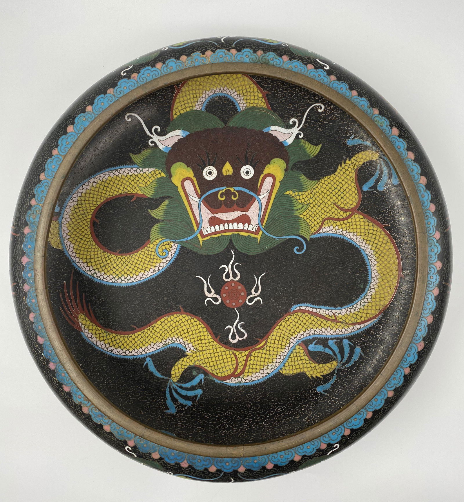 19th C. Vintage Cloisonne Five Dragons Bronze Imperial (1 of 8)