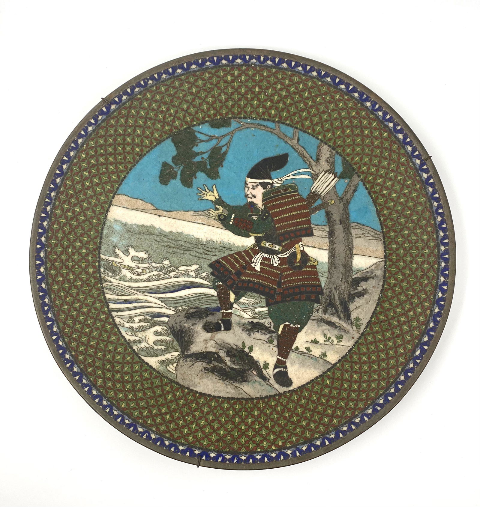 12" Cloisonne Samurai Charger with Wall Mount (1 of 6)