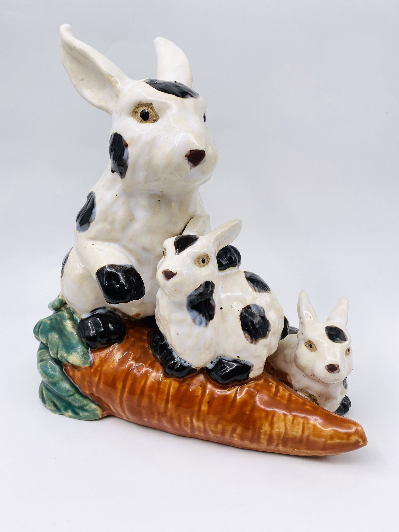 19th c. Majolica spotted Rabbit Figurine (1 of 7)