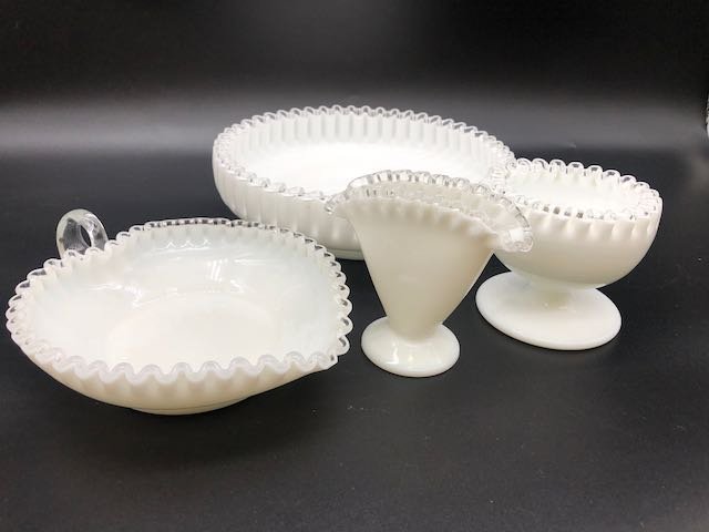 Fenton Milkglass Clear Tight Ruffle Lot (1 of 3)