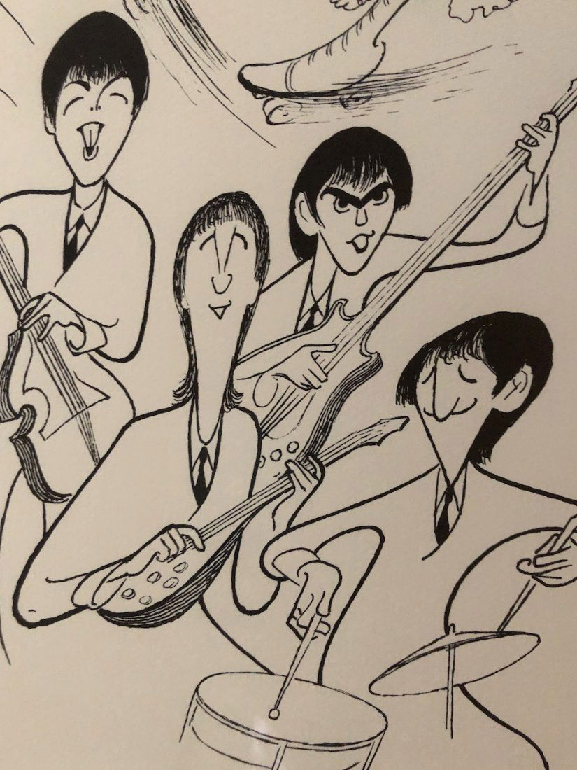 Al Hirschfeld, The Beetles Signed Numbered Lithograph: Title- The Beetles Artist- Hirschfeld (American, 1903-2003) Signed- lower right Medium- lithograph, paper Numbered- 70/150 Size- 30 x 36 (unframed) Provenance- Private collection, Santa Barbara, CA, U