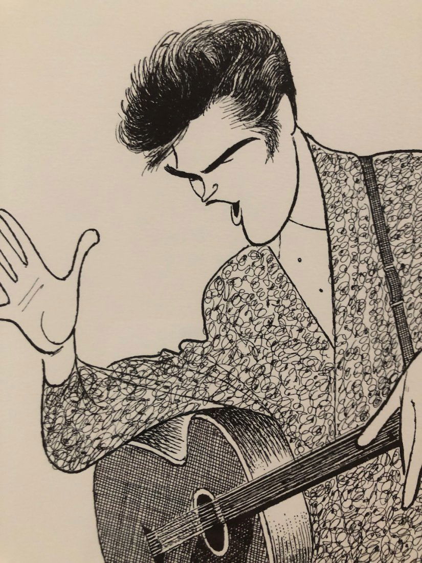 Al Hirschfeld, Elvis Presley: Title- Elvis Presley Artist- Hirschfeld (American, 1903-2003) Signed- lower right Medium- lithograph, paper Numbered- 56/300 Size- 19.5 x 26 (unframed) Provenance- Private collection, Santa Barbara, C