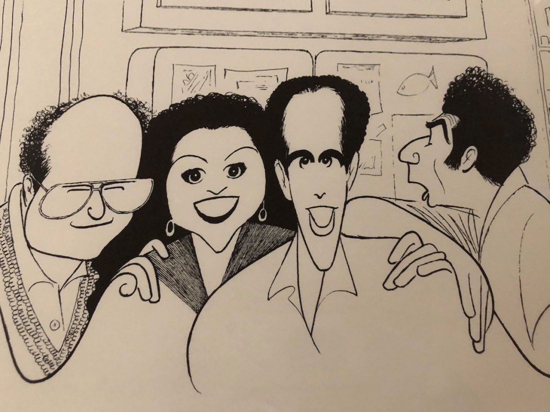 Al Hirschfeld, Seinfeld Cast: Title- Seinfeld Cast, Jerry Seinfeld, Julia Louis-Dreyfus, Michael Richards, Jason Alexander Artist- Hirschfeld (American, 1903-2003) Signed- lower right Medium- lithograph, paper Numbered- 43/100 Siz