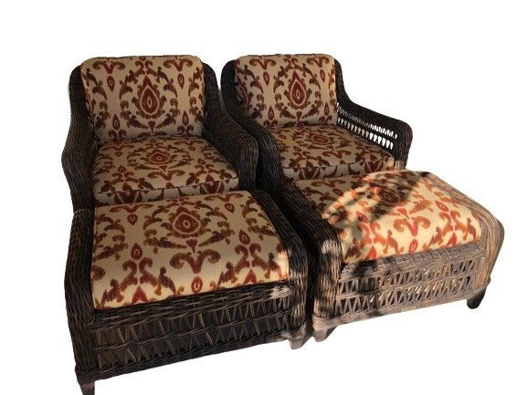 Janus Wicker Exterior Arbor Alta Lounge Chairs And Ottoman (Pair), Lot G (1 of 7)