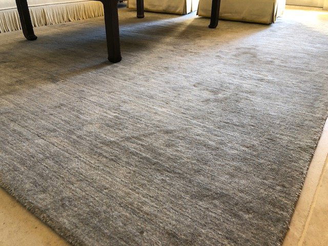 Solid Color Stone Blue Wool Rug (1 of 4)