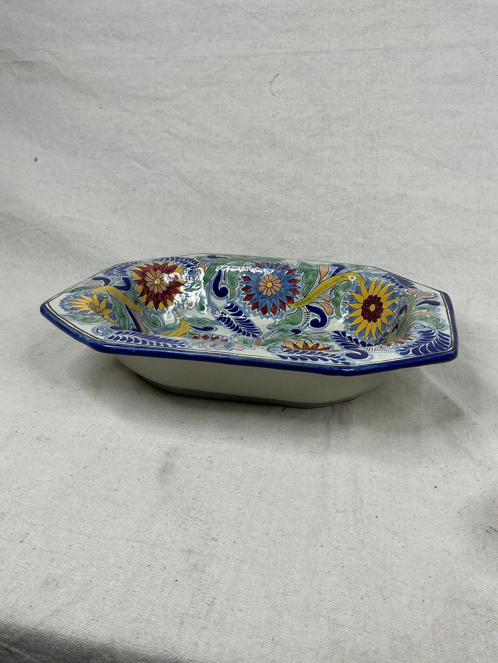 Authentic Talavera Floral Pattern Octagonal Ceramic Platter - 2