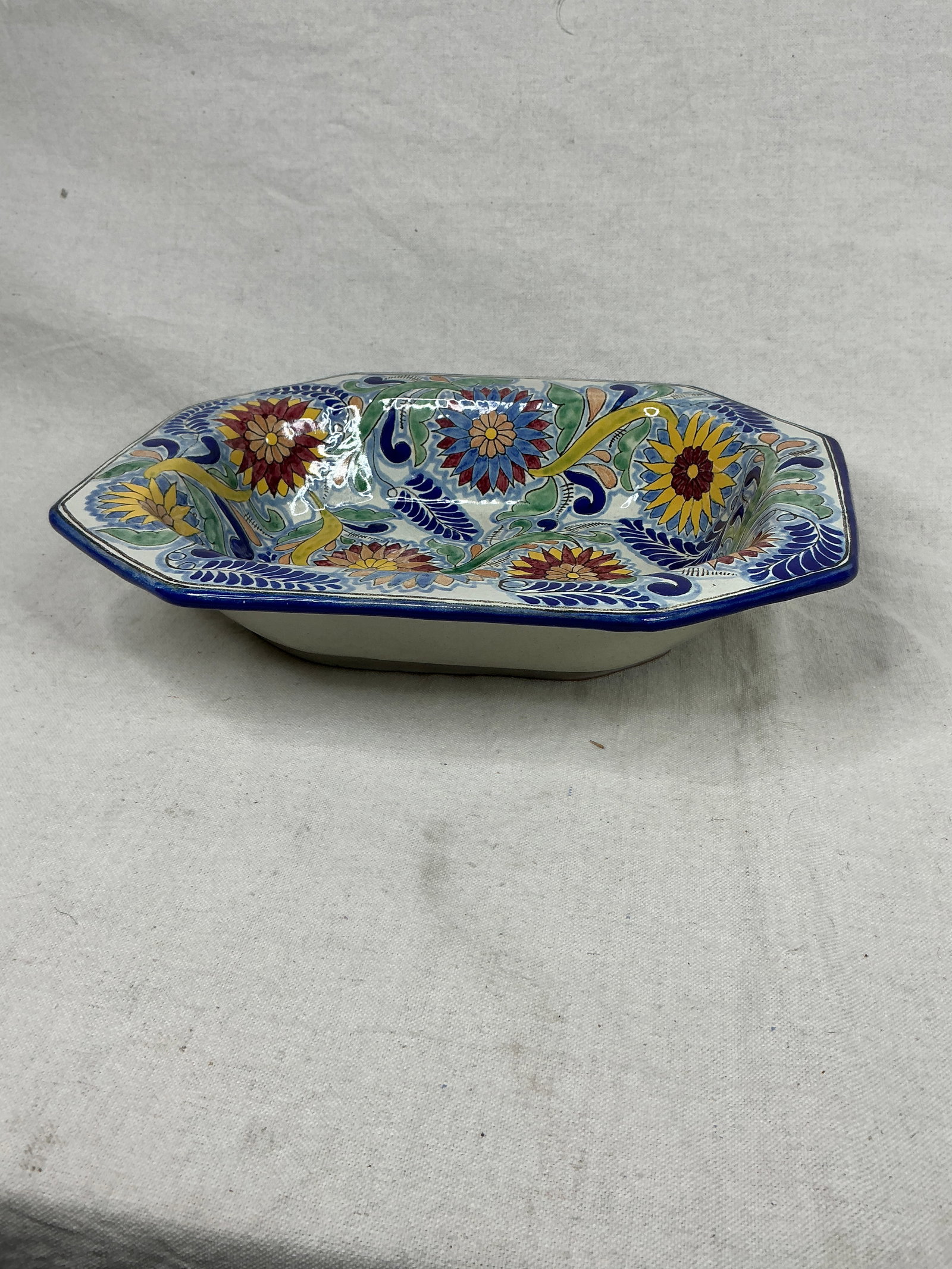 Authentic Talavera Floral Pattern Octagonal Ceramic Platter - 5