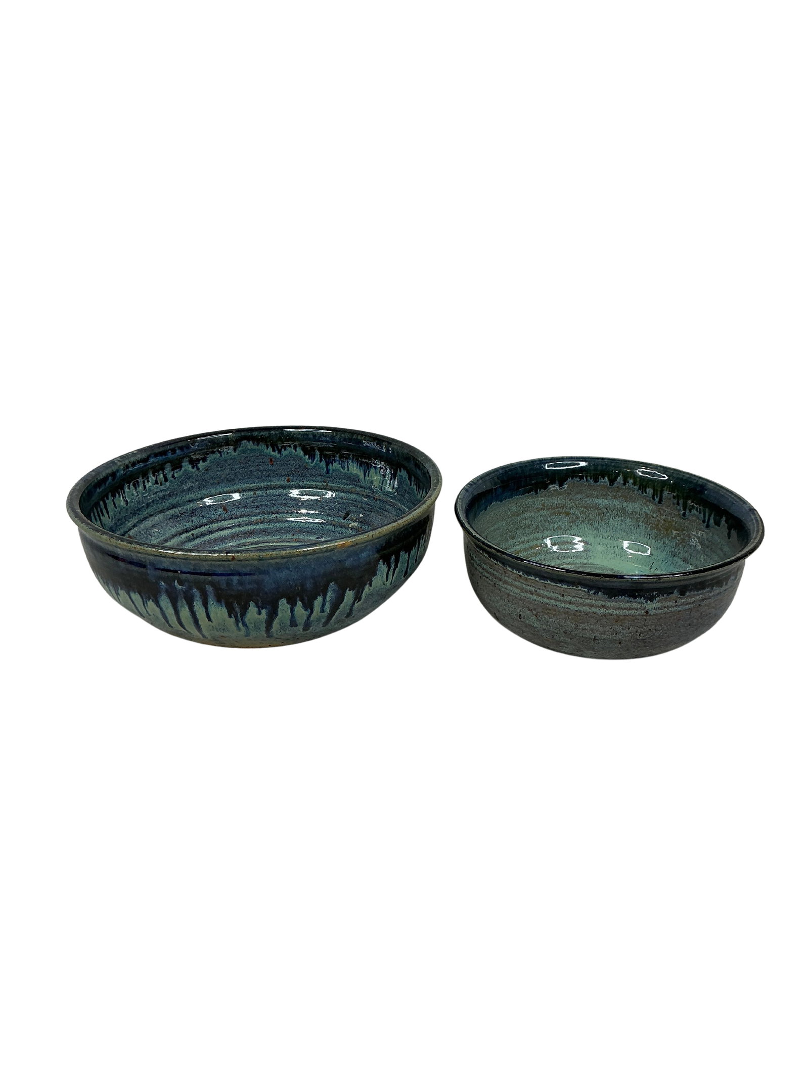 Handcrafted Blue Ceramic Bowls with Artist Mark (1 of 7)