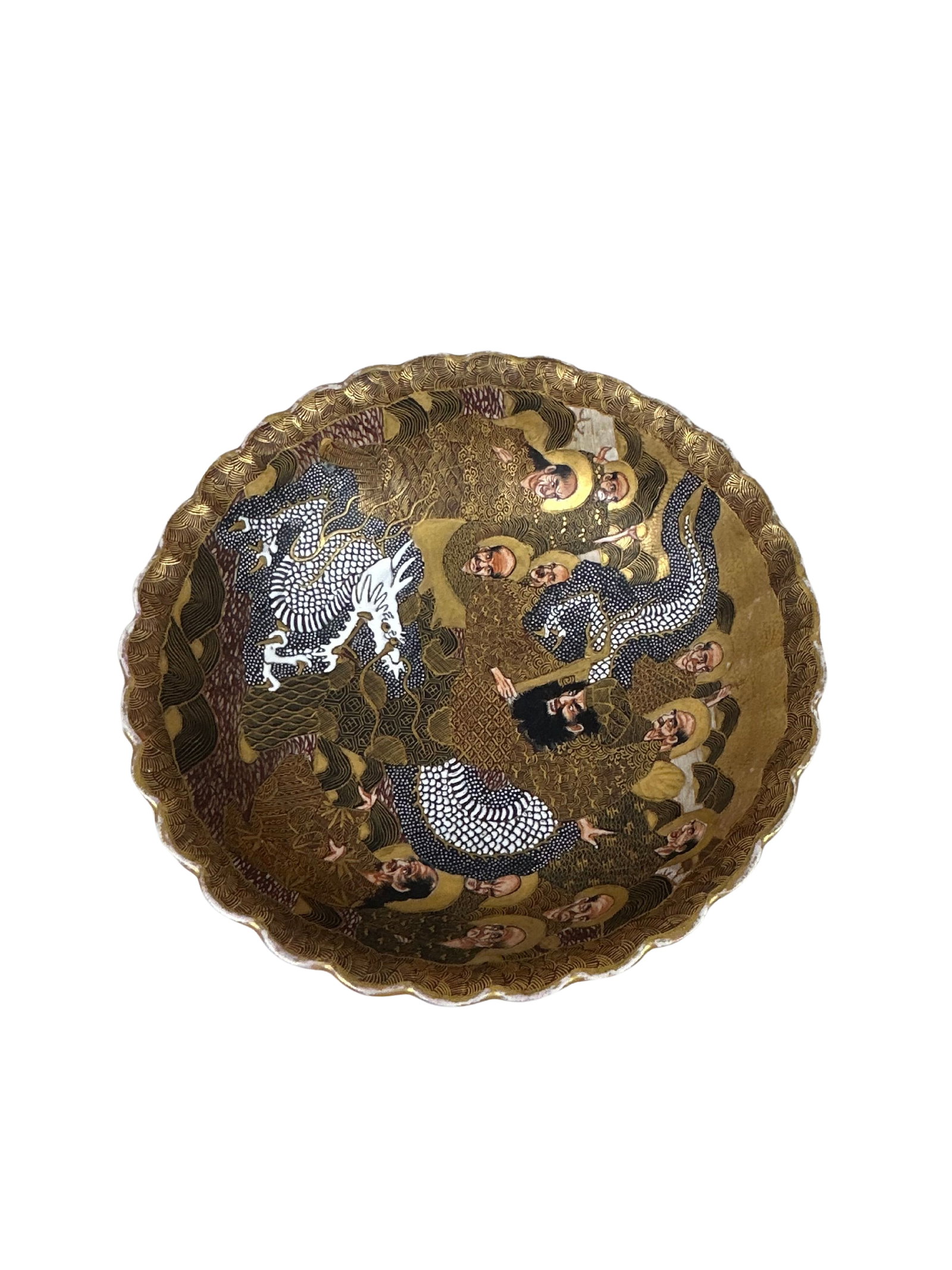 Vintage Scalloped Asian Dragon Motif Decorative Bowl (1 of 7)