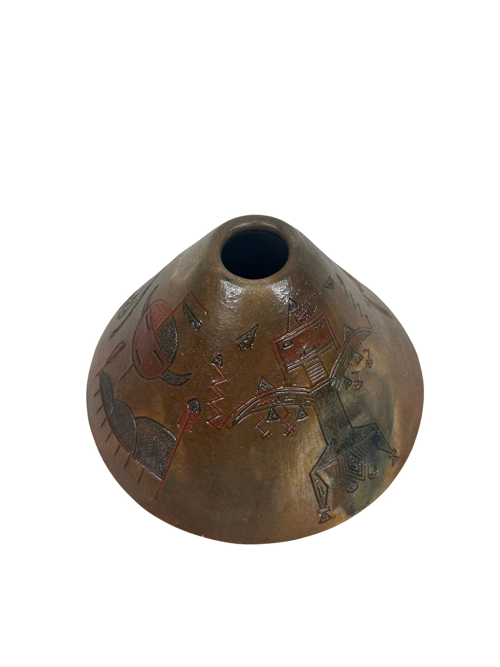 Jimmy Wilson Navajo Hand-Etched Ceramic Pot (1 of 4)