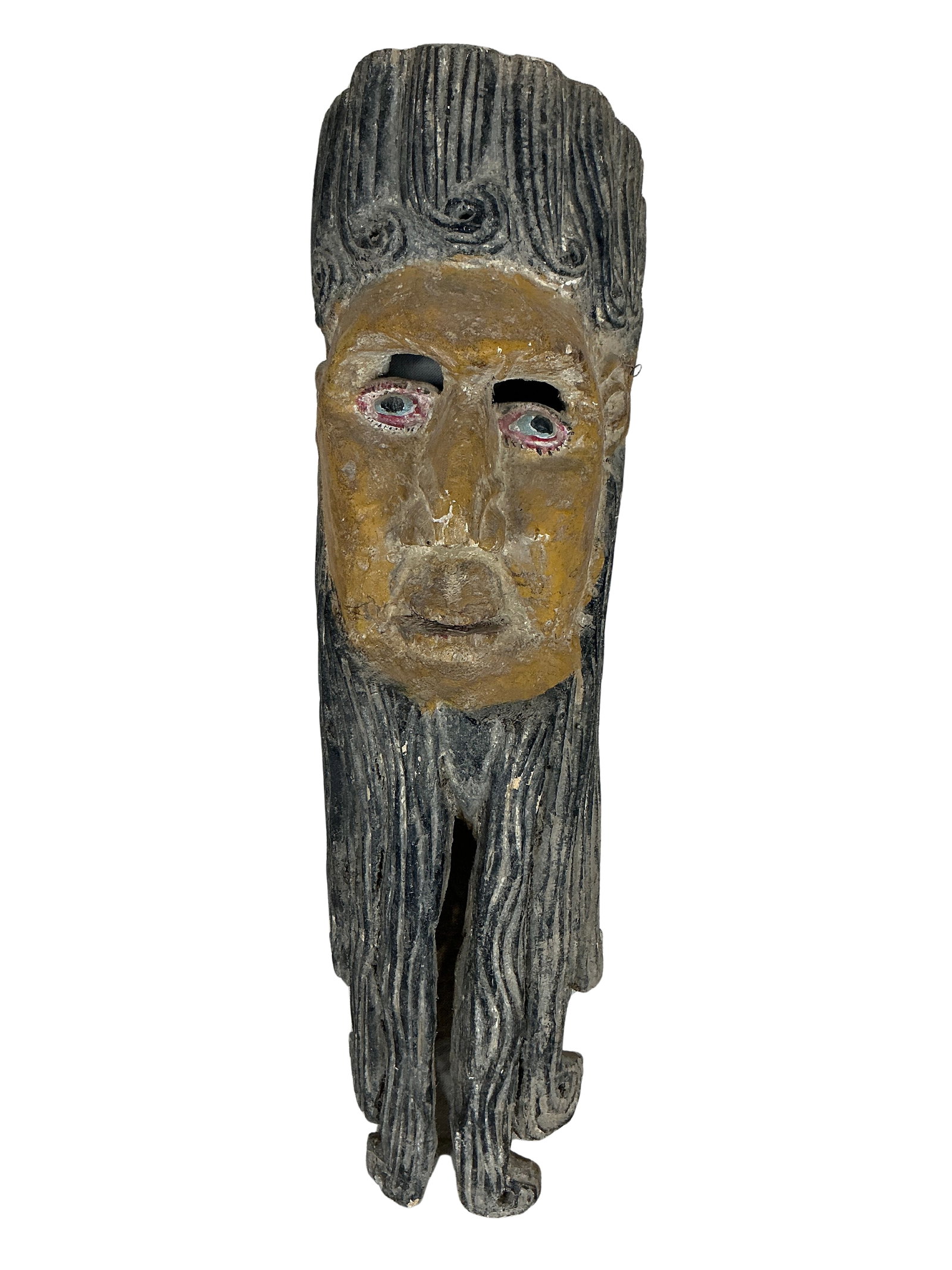 Intricately Carved Wooden Ethnographic Mask with Beard (1 of 10)