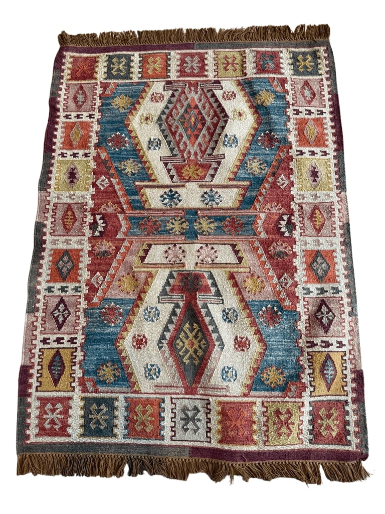 Vintage Handmade Kilim Rug with Tribal Geometric Motifs (1 of 6)