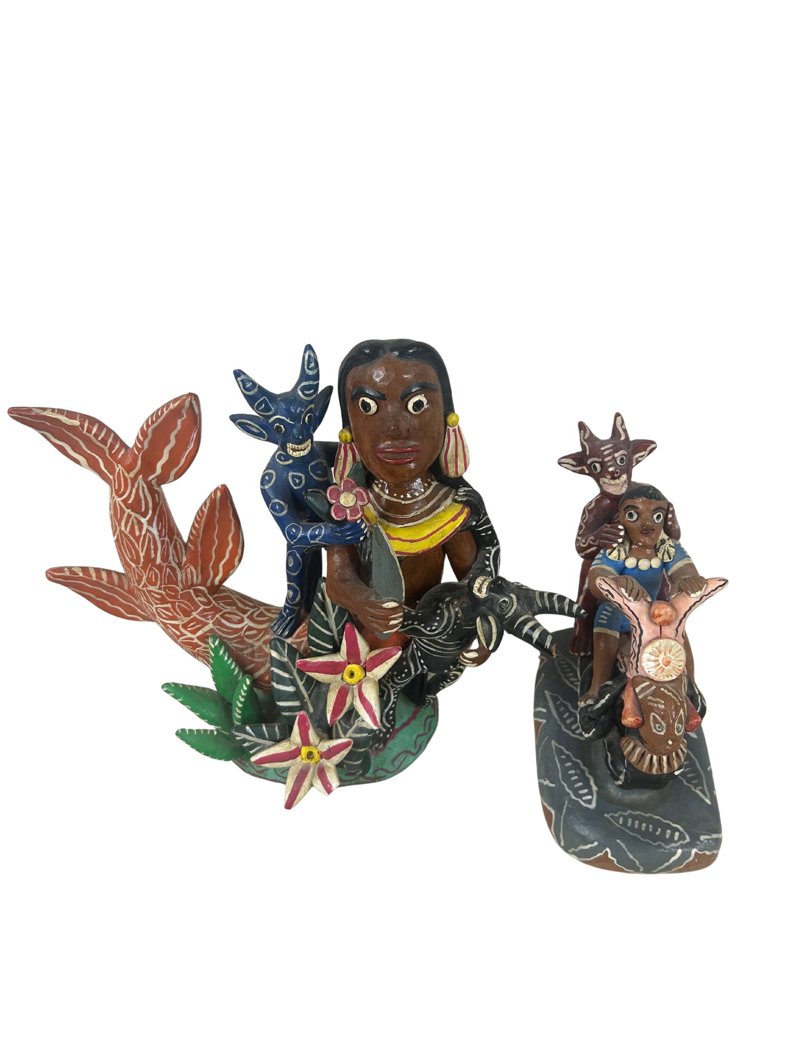 Colorful Clay Folk Art Statue Set of 2 (1 of 6)