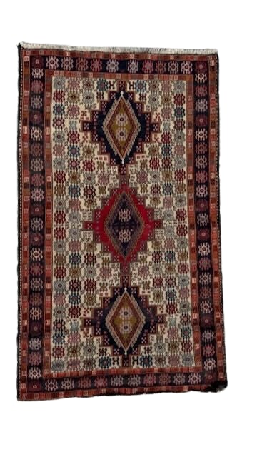 Vintage Mid-20th Century Handmade Persian Rug with Geometric Medallions (1 of 7)