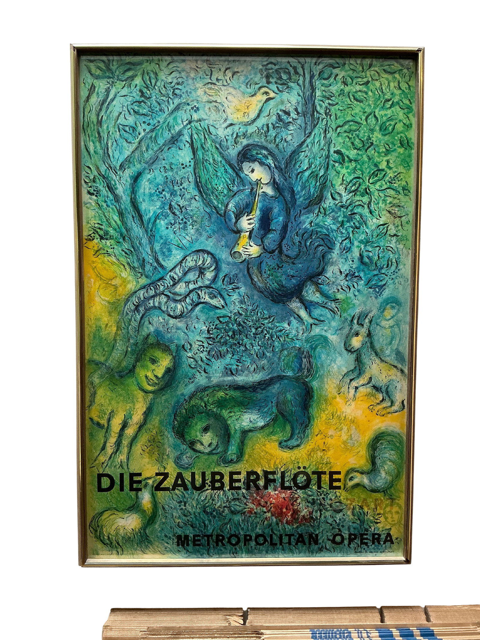 Vintage Marc Chagall Die Zauberflöte Metropolitan Opera Mourlot Poster Framed (1 of 9)
