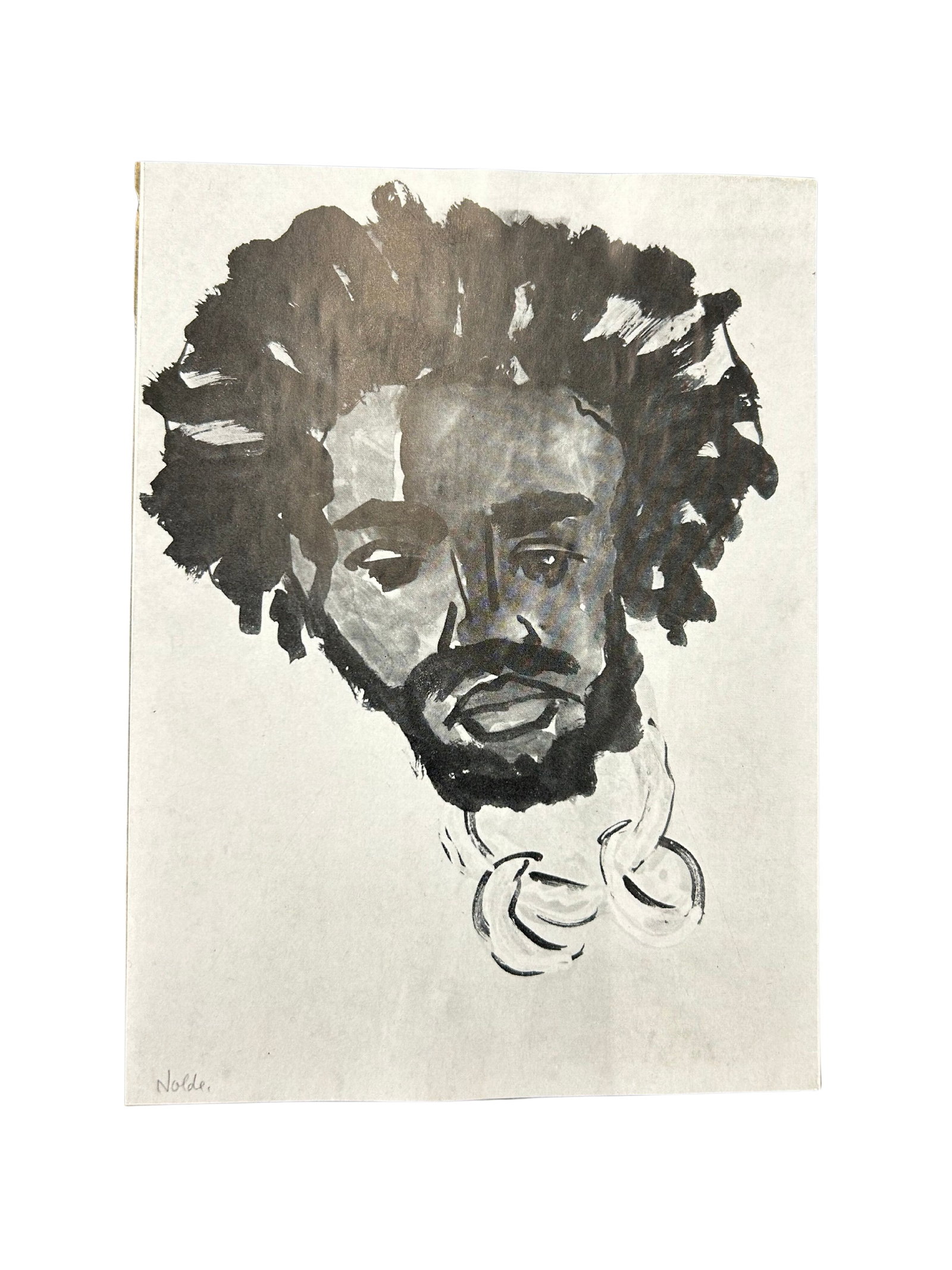 Attributed Emil Nolde Monochrome Portrait 'Sudsee-Insulaner' with Stylish Beaded Frame (1 of 8)