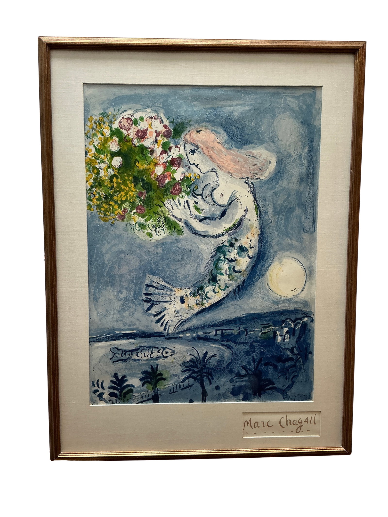 Marc Chagall 'Mermaid With Flowers' Art Print - Bay of Angels Style, Framed (1 of 2)