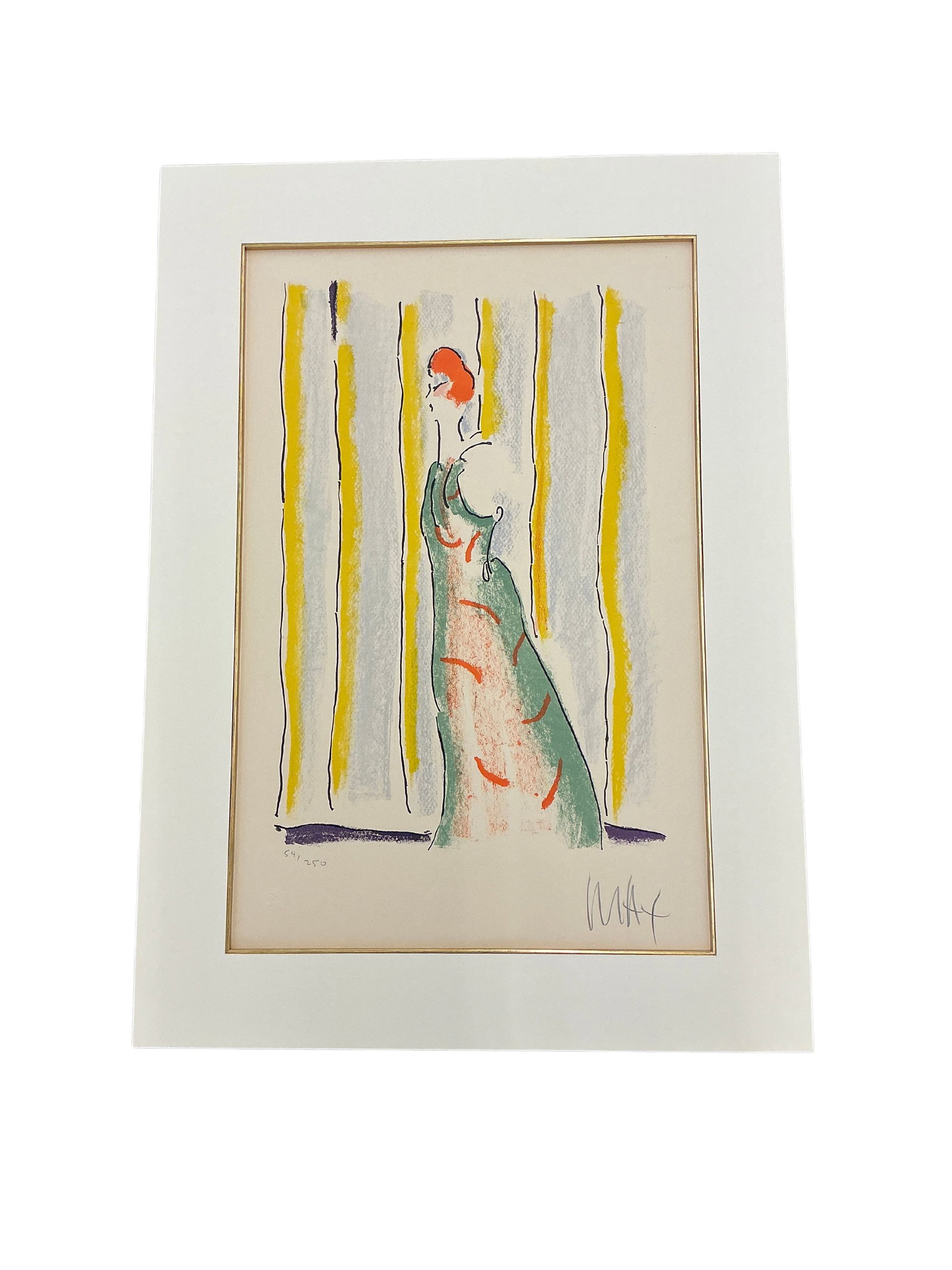 Peter Max Signed and Numbered 'Standing Figure' Print: This piece titled 'Standing Figure' by the iconic artist Peter Max showcases his signature vibrant and expressive style. The artwork features a stylized depiction of a figure against a striped backgro