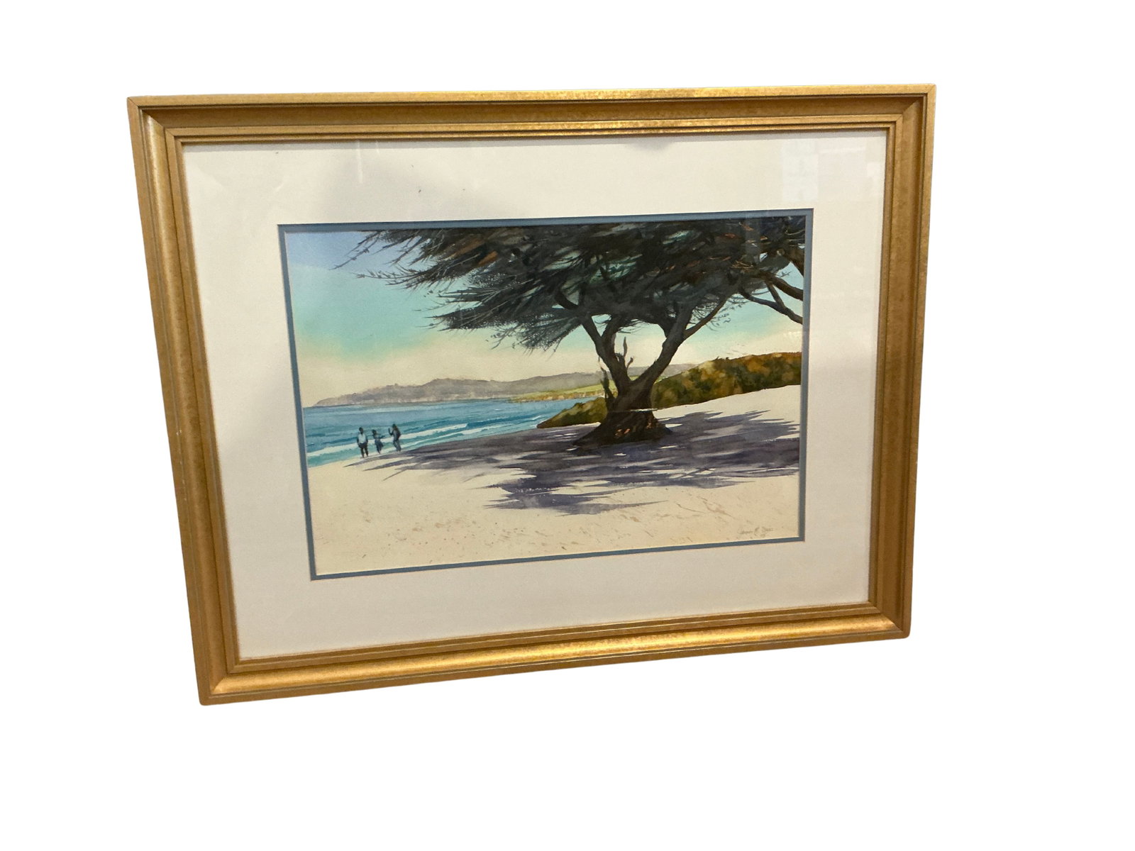 James R Coastal Watercolor Painting with Gold Frame (1 of 6)