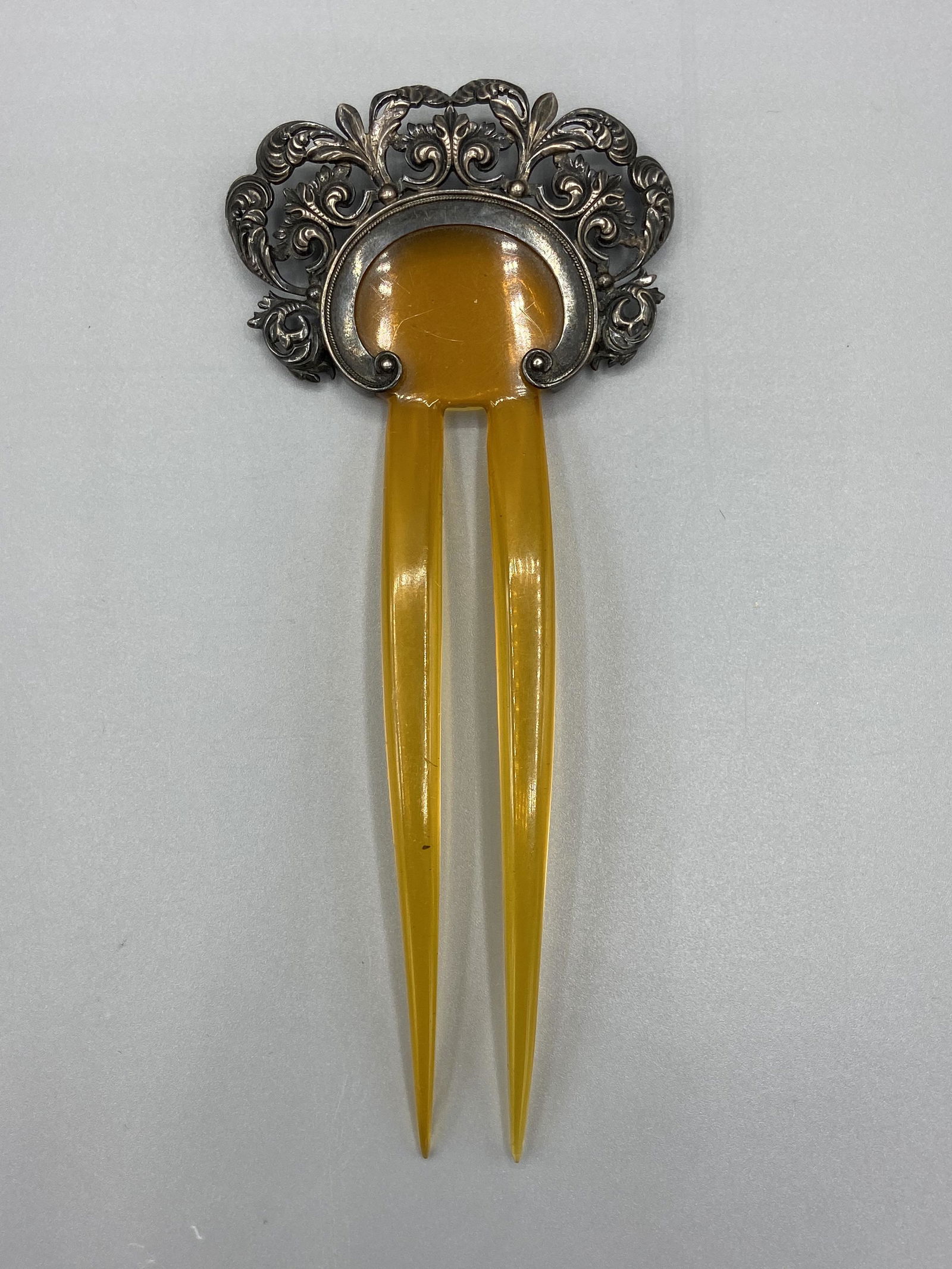 Vintage Art Deco Hair Comb with Ornate Sterling SIlver (1 of 11)